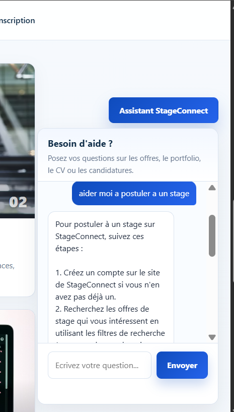 StageConnect student portfolio screenshot
